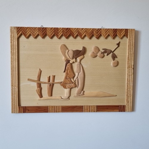 Quadro legno intarsiato - in,