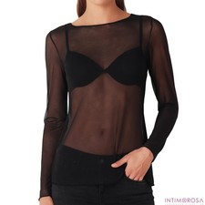 Maglia girocollo in tulle