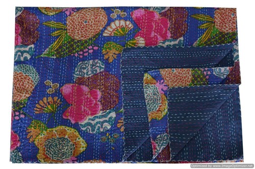 Trapunta kantha blu fatta - trapunta,