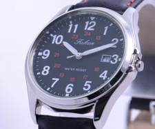 Orologio CITIZEN Q&Q Falcon Black Day Field D026-305 quarzo militare ecopelle