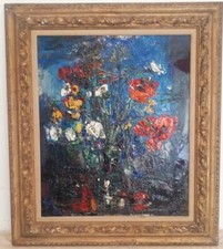 ALEX PADINA-MOSER 1904-1992 ROMANIA SWISS OIL PAINTING SIGNED STILL LIFE POPPIES