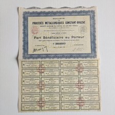 Azione Titolo Procedes Metallurgiques Constant-Bruzak 1923 come da foto