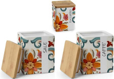 Set Barattoli Cucina in Ceramica – Contenitori Tondi per Sale, Zucchero E Caffè 