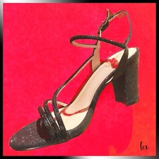 SANDALI DONNA 35 36 37 38 39 40  gioiello nero argento elegante classico  TT