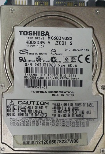 Toshiba mk6034gsx disco - toshiba,