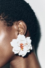 Textured flower earrings with - flower,