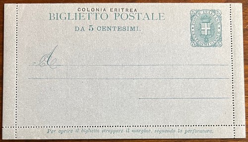 Biglietto postale colonia - biglietto, "colonia