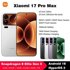 Originale Xiaomi 17 Pro Max 6.9'' Doppio Schermo Snapdragon 8 Elite Gen 5 Android 16