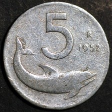 Italia 5 Lire 1952 KM# 92