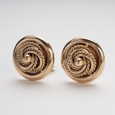 Orecchini Clip Stile Anni '50 Art Déco, Bottone Dorato Oro 14K Gioielli Vintage