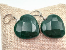 ORECCHINI PENDENTI   A CUORE DI PIETRA AVVENTURINA NATURALE