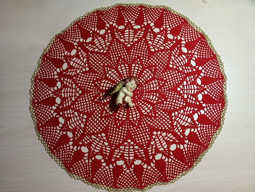 Centrino rotondo rosso - centrino,