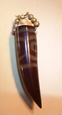 Vintage Ciondolo DZI tibetano con 3 occhi agata cm 5,5
