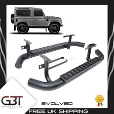 Per Land Rover Defender 90 gradini laterali tavole da corsa tutte nere stile fuoco e ghiaccio