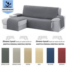 Copridivano con penisola 3,4 posti trapuntato mod.KIRA chaise longue
