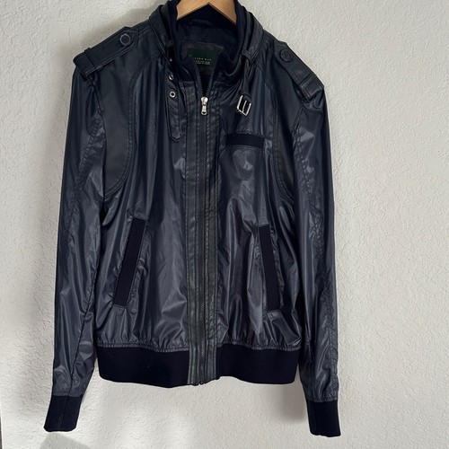 Giacca zara uomo blu ecopelle - giacca,