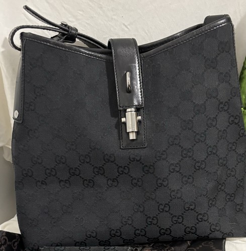Sac gucci toile noire et - gucci,