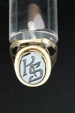 333 8ct Oro Giallo Anello,Unisex Anello con Sigillo Onice Iniziali Ks Misura