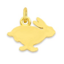 Charm coniglietto oro - ciondolo coniglio oro massiccio 14 carati, simpatici gioielli animali da donna