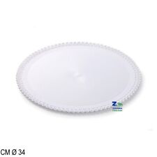 VASSOIO TRINATO TONDO DIAM. CM 34 BIANCO IN PLASTICA PER PASTICCERIA PORTATORTA