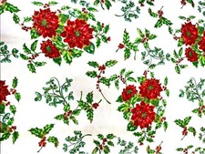 Tessuto al metro e Tovaglie Fantasia Stelle di Natale |MADE IN ITALY |100%Cotone