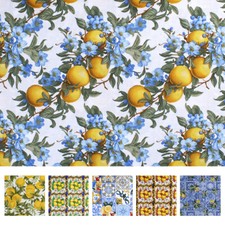 Tessuto Loneta di Cotone Fantasia Limoni Floreale, Stoffa Stampata  Arredo Casa