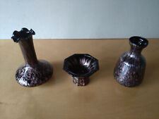 Tris di vasetti in vetro di Murano avventurina color rame