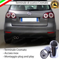 COPPIA TERMINALE SCARICO CROMATO LUCIDO ACCAIO INOX VW GOLF PLUS SCARICO DOPPIO