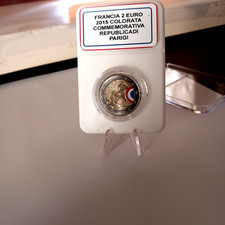 FRANCIA 2 EURO 2016 COLORATA REPUBLICA DI PARIGI PIASTA LUCIDA