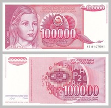 Jugoslavia 100000 Dinara 1989