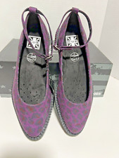 Scarpe mocassino TUK donna viola leopardato a punta ballerina creeper taglia 10 plateau