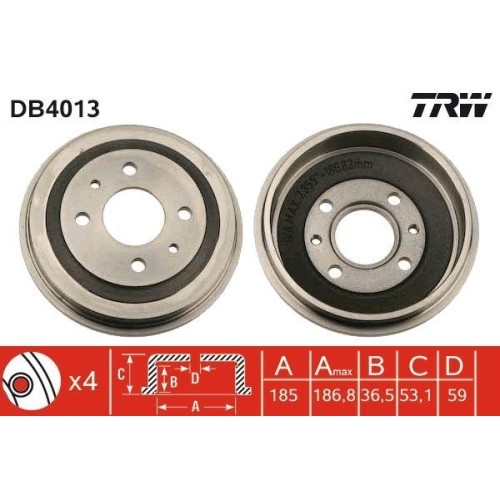 Tamburo freno trw db4013 - tamburo,