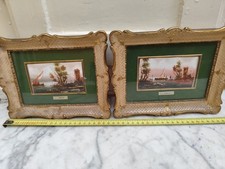 Coppia di quadretti in miniatura vintage dipinti a mano XX secolo