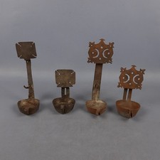 Lotto 4 Antiche Lucerne Ferro Battuto Arte Povera Rurale Collezione XIX Secolo