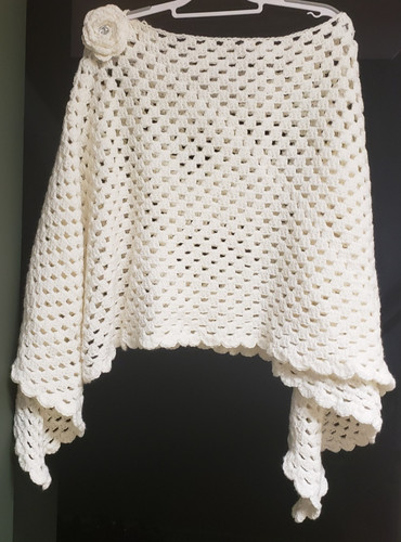 Scialle rosa floreale - , crema