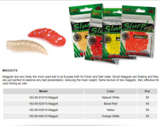 Vermi artificiali di Trabucco 50 per confezione naturale bianco giallo rosso