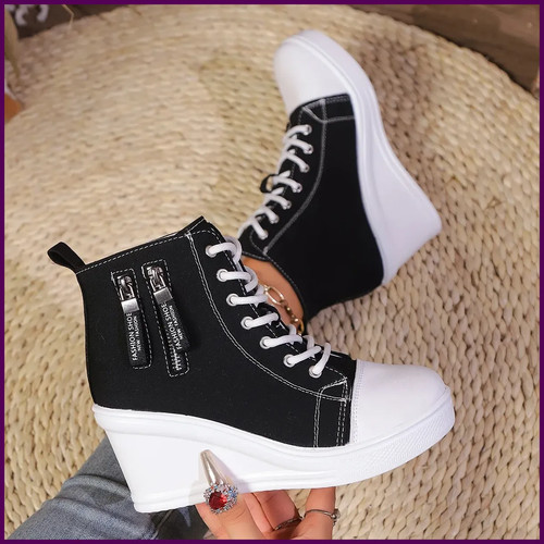 Scarpe donna stringate plateau