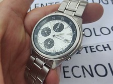 Seiko Panda SND219 Quartz Watch Chronograph Date 39mm 7T92-0CC0