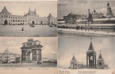 4 CARTOLINE RUSSIA MOSCA ANIMATE VIAGGIATE PRIMI '900 MF126190