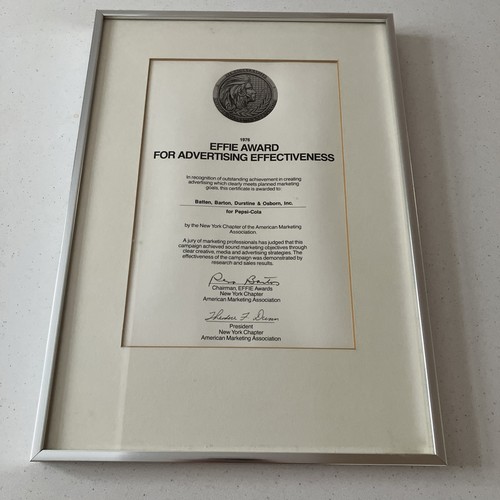 Pubblicità premio effie 1976 - premio,