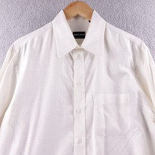 Giorgio Armani Camicia Uomo 16,5 Classica Motivo Griglia Manica Lunga Made in Italy