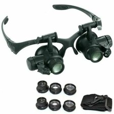 Occhiali Lente Ingrandimento 25 X Precisione Oculari 4 Lenti Luci Led 9892g