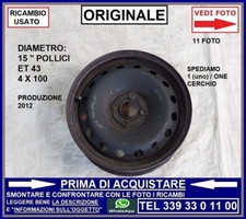 CERCHIO RUOTA IN FERRO 15 POLLICI ET 43 FIAT GRANDE PUNTO + EVO + OPEL CORSA D E