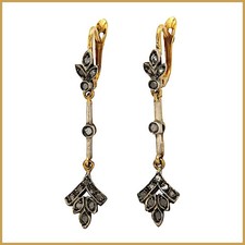 Orecchini pendenti ORO GIALLO 750 con DIAMANTE fiori Italia vintage usati