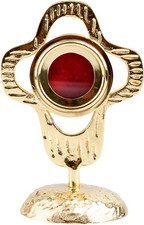 18Cm Reliquiario Ottone Placcato Oro Ostensorio Casa Altare Luna Ø 6Cm Apertura 