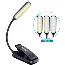 Luce da Lettura, 9 LED Ricaricabile Lampada Libro con 3 Modalità