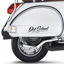 2 adesivi OLD SCHOOL VINTAGE compatibili con PIAGGIO VESPA P150X vari colori2002