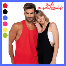 Canotta Uomo Donna Palestra bodybuilding Spiaggia Sportiva Cotone spalla larga