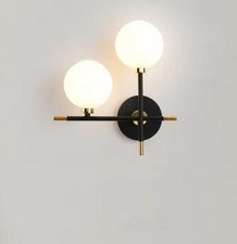 Applique da Parete Doppio Attacco G9 Sfera Moderna Nero Oro Lampada da Interno