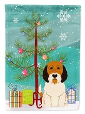 Buon Natale Albero Petit Basset Grifone Veenden Bandiera da Giardino BB4204GF